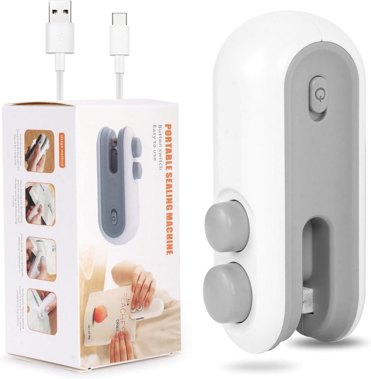 Portable Mini Sealing Machine 2 in 1 USB Rechargeable