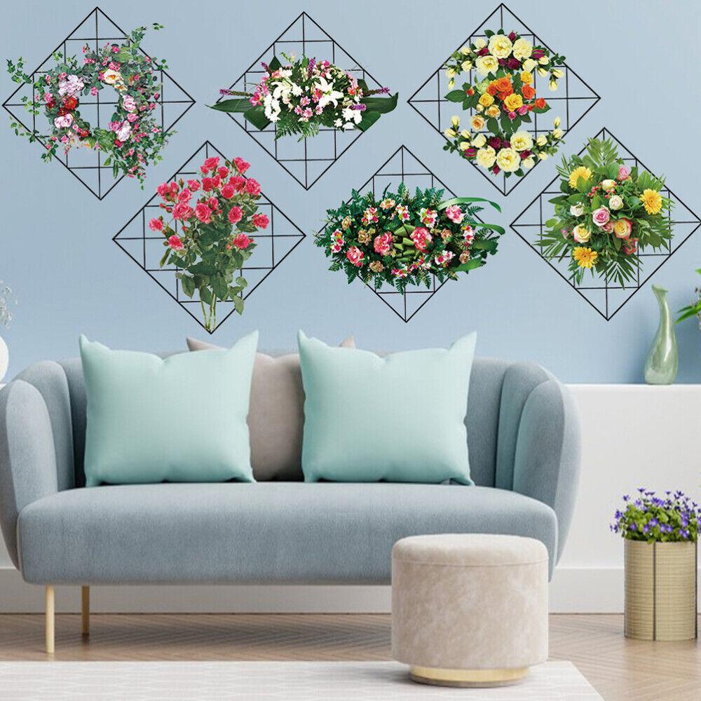 Home Wall Art Grid Flower Pattern Sticker Office Decals